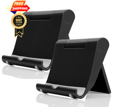 JUSDIQIR Adjustable Foldable Cell Phone Stand for Desk, Black 2 PCS