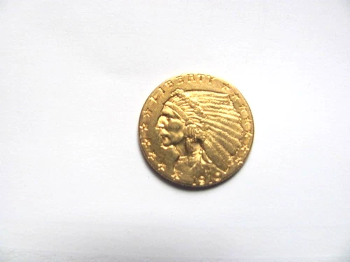 1910 US GOLD COIN, INDIAN HEAD QUARTER EAGLE 2 1/2 DOLLARS .900 PURE, VERY NICE