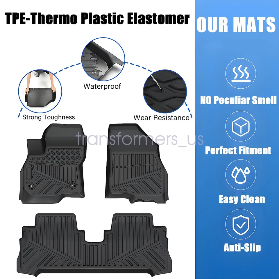 TPE Floor Mats Liners Fits 2017 2018 2019 2020 2021 2022 2023 Chevy Bolt EV New - Image 3 of 4