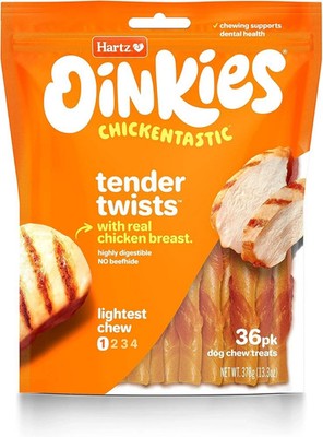 Hartz Oinkies Tender Twists Wrapped with Real Chicken Breast Dog Treats,36 Count