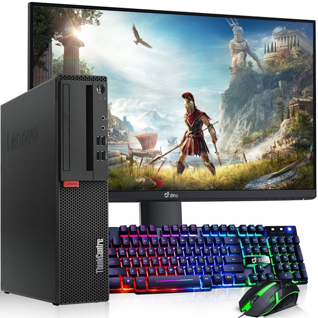 Lenovo SFF Desktop Gaming PC i5-7th 16GB RAM 1TB SSD HDD 24'' LED GTX WiFi Win11