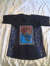 *AFRICAN* Guys Black Top Patterned Sides Printed Africa Drum Front Short Sleeve