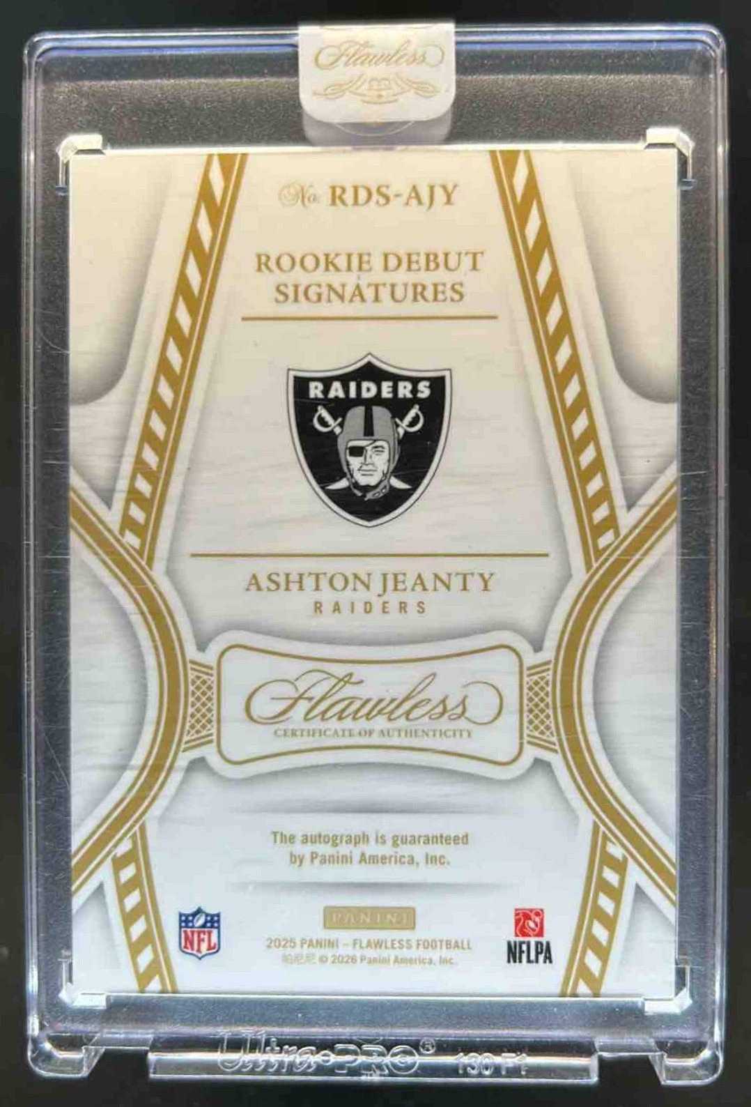 2025 Panini Flawless Ashton Jeanty Rookie Debut Signatures RC Auto #/25 Raiders view 2