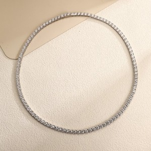 Used-4mm-55cm MOISSANITE Tennis Chain S925 Sterling Silver Necklace - Men Women