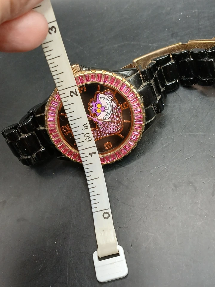 Disney Alice In Wonderland Cheshire Cat Watch Pink Rhinestones Needs Battery - Image 3 of 4