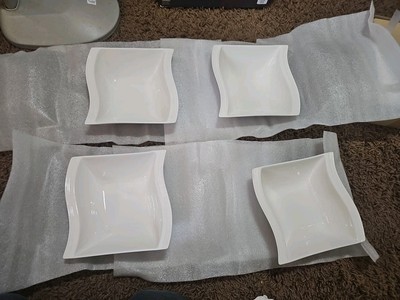 Set of 4 MALACASA Flora Porcelain Dessert/ Salad bowls Ivory White 7  Very Clean
