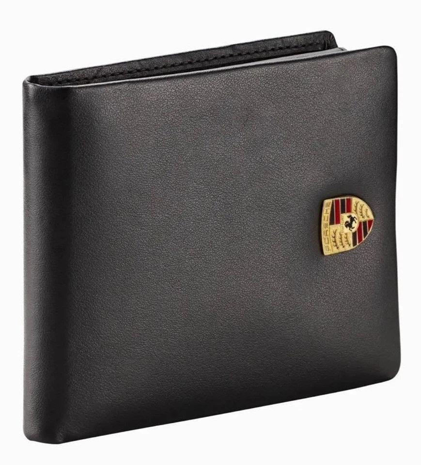 [Sin usar] Cartera plegable de cuero Porsche negra con caja Foto 2 de 4