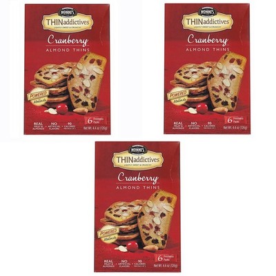 Nonni's Thin Addictives Cranberry Almond Thins, 4.4 3-Pack (13.2 Ounces), red 
