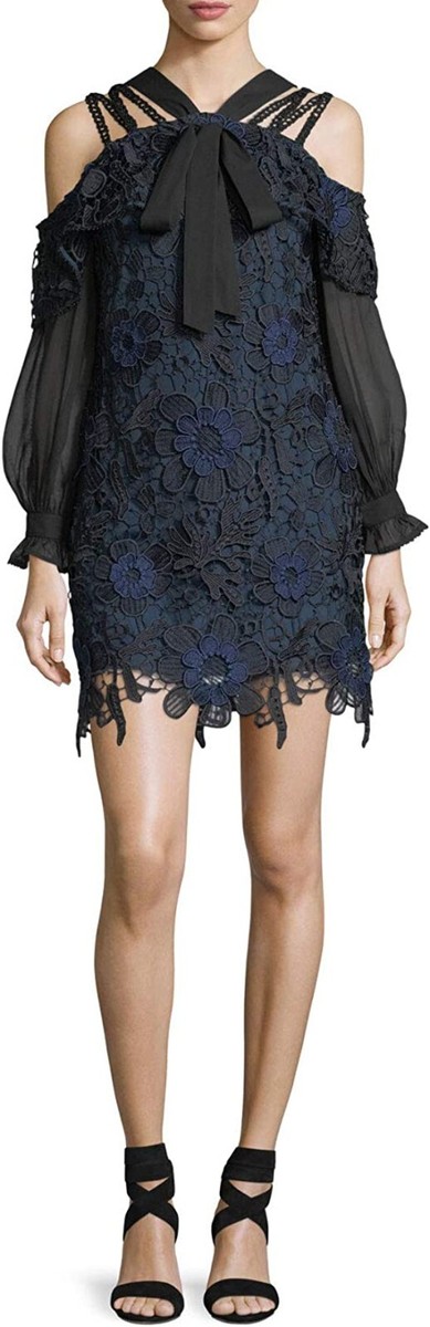 blue guipure lace mini dress Guipure Lace Mini Dress