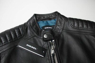 ジャケット・アウター DIESEL Motorcycle Jacket Women's Leather biker jacket with rib panels | Black | Diesel