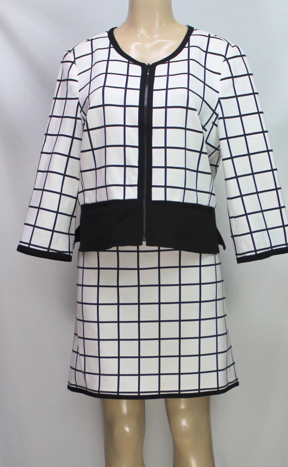 Белый дом черный рынок 2PC костюм блейзер и юбка клетку белый/черный размер 16 - Изображение 4 из 4