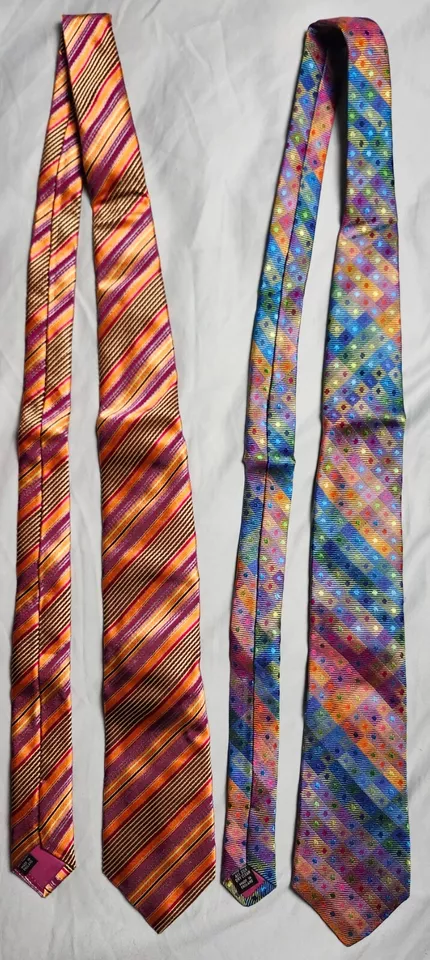 Lot of 4 Duchamp London Ties Men's Multicolor Square Striped Handmade in UK - Image 3 of 4