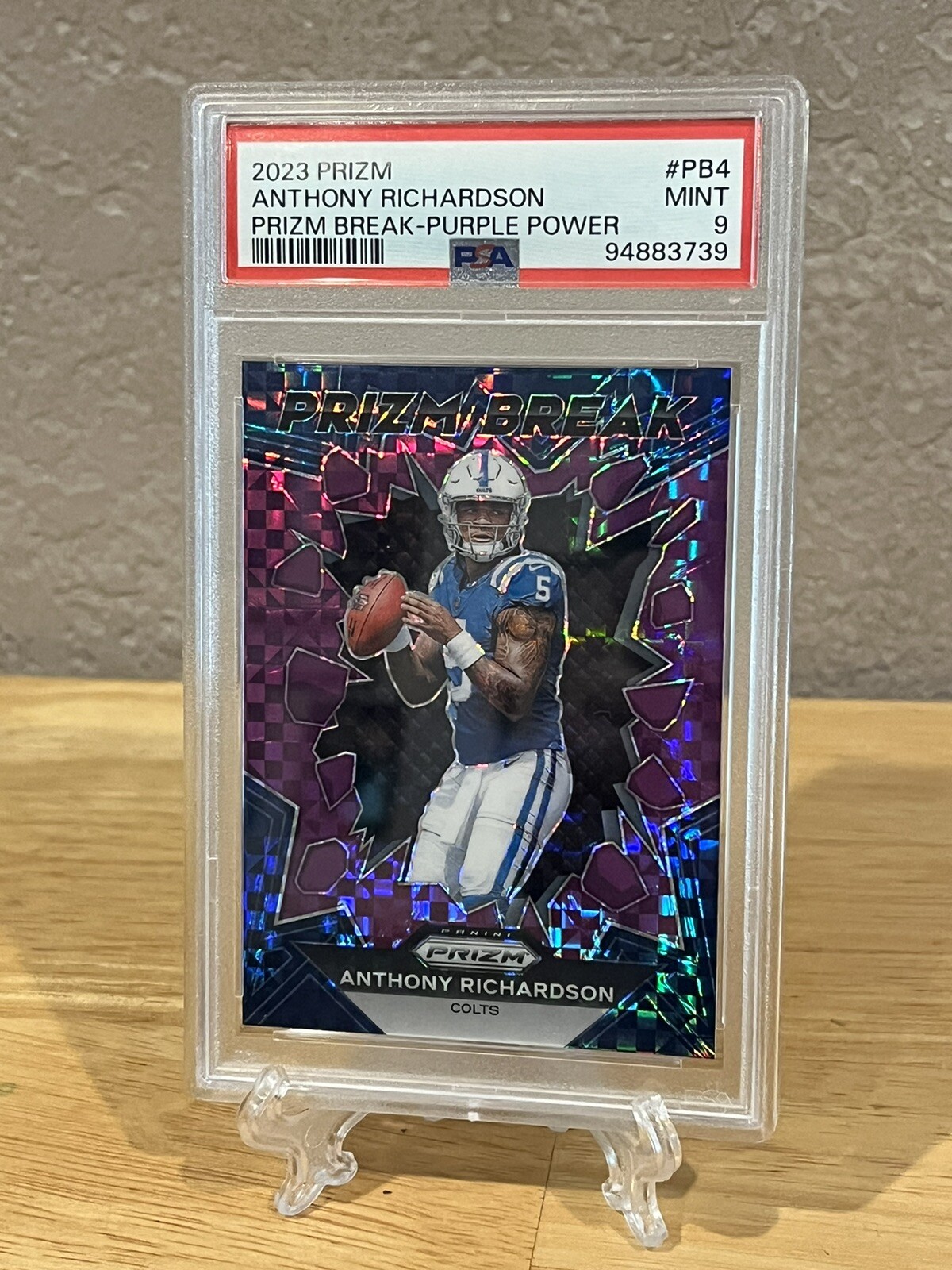 2023 Panini Prizm Anthony Richardson Rookie Purple Power Prizm Break /49 PSA 9