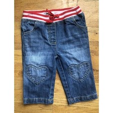Mini Boden 6 12M Heart Patch Knee Blue Jeans