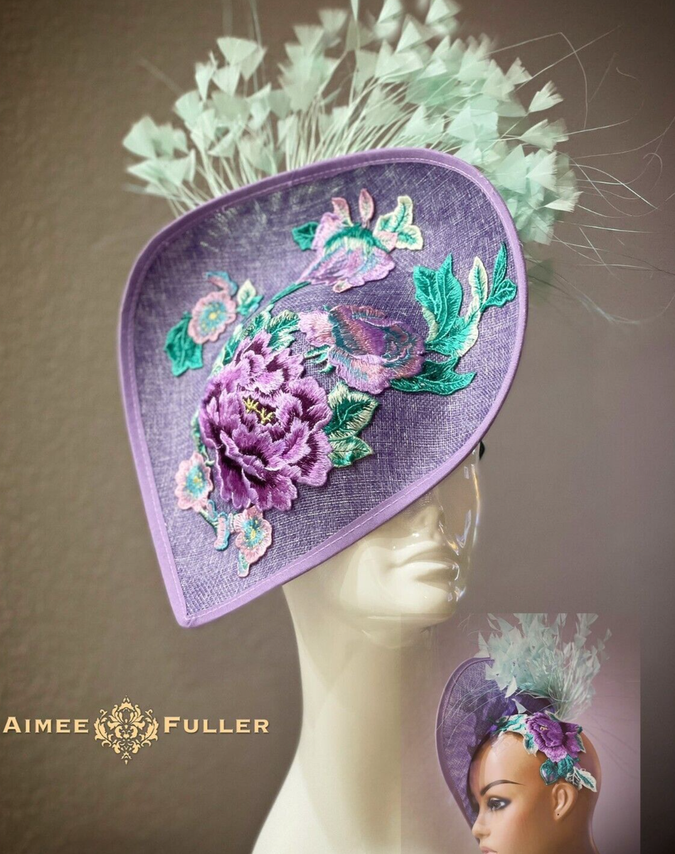 Kentucky Derby Fascinator Purple Hat Royal Ascot Rose  display picture 1