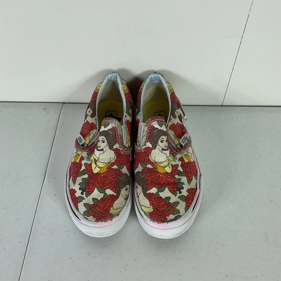 kids 12 Authentic Vans x Disney Belle Beauty And The Beast US Slip On Floral - Image 3 of 4