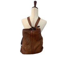 Vera Pelle Italian Leather Convertible Handbag, Basketweave, Brown