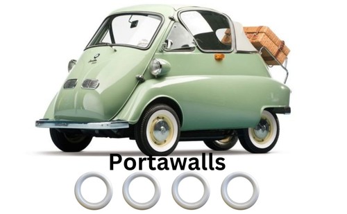 OMEGA Portawalls 10 White Wall Tyre Insert 10" Rims Sidewall Set 4x. Free Shp - Picture 2 of 4