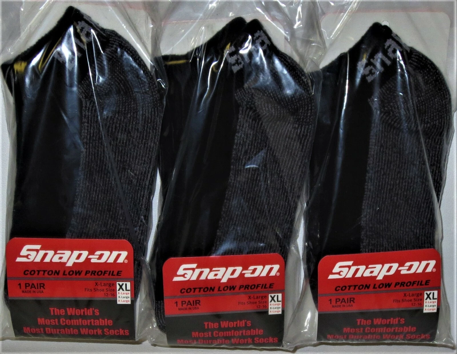 3 PAIRS Men's BLACK Snap-On LOW PROFILE Socks X-LARGE 12-16 *FREE SHIP* USA *NEW