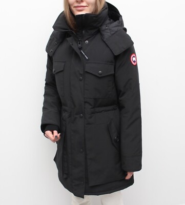 Women's CANADA GOOSE Gabriola Parka Black Down Puffer Jacket Coat Hooded  Size S