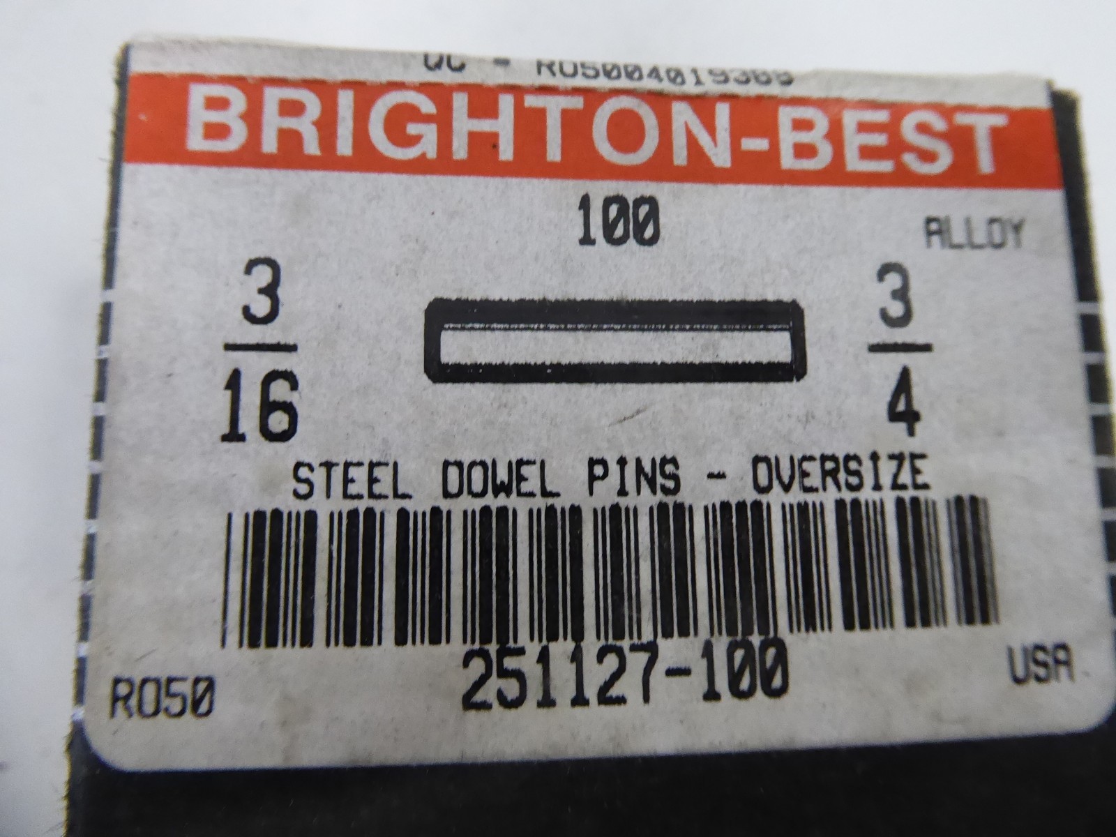 Brighton Best 3/16" x 3/4" Steel Dowel Pin (Pack of 100) eBay