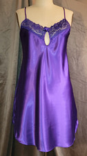 Vtg Purple Chemise Nightie Nightgown Secret Treasures Small Slip Lace Satin