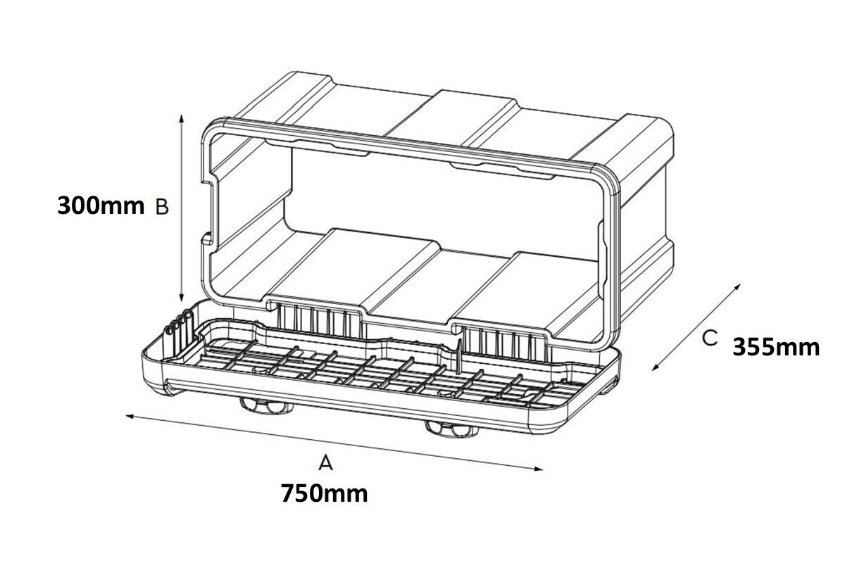 Deichselbox Daken Blackit L 750x300x355mm Werkzeugkasten Anhänger Staukiste Box