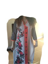 Orange Flower Embroidered Kurti