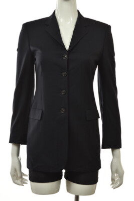 Piazza Sempione Womens Blazer Size 38 Navy Blue Solid Long Sleeve