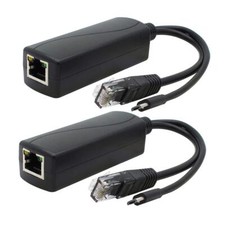 2pack Gigabit Poe Splitter 48v To 5v 2.4a Micro Usb Ethernet Adapter Compatible