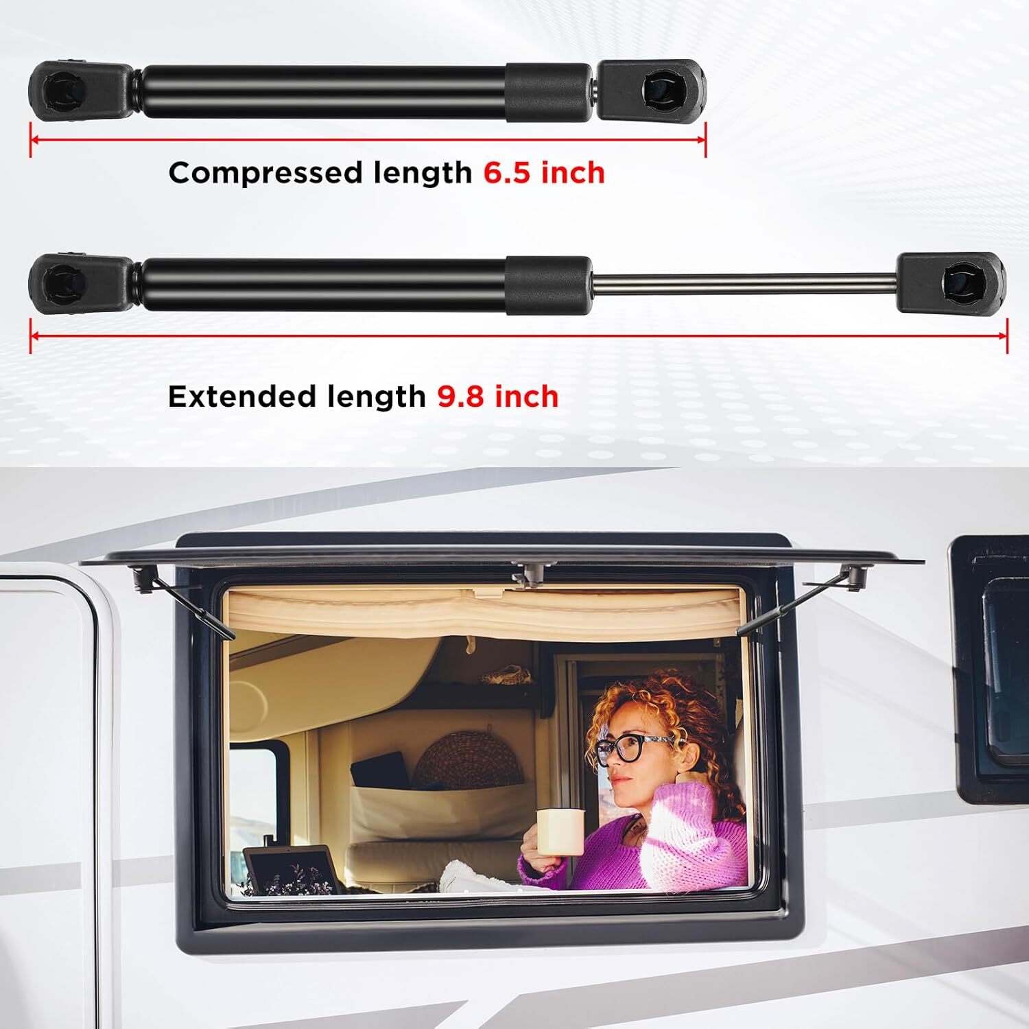 2PCS Universal Lift Supports Shock Gas Struts Extended Length 9.84" 7.09" 22lbs