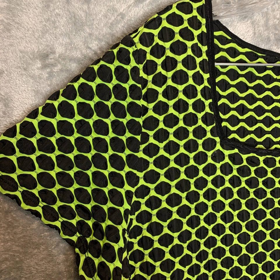 Vtg Cato Women 80s 90s Wacky Popcorn Neon Polka Dot Stretchy Knit Top 18 Plus - Image 3 of 4