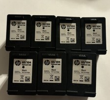 Lot of 7 Empty Genuine HP 65/304 Black Ink Cartridges USED