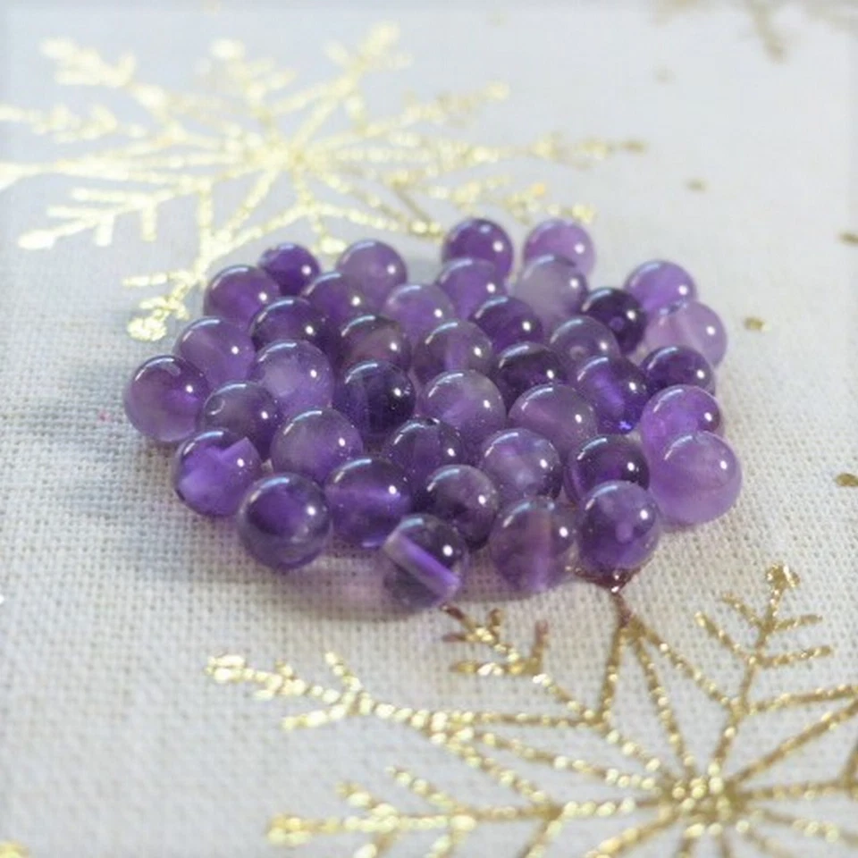 Améthyste perles rondes polies. Pierre Naturelle. Gemmes Lithothérapie - Photo 3/3
