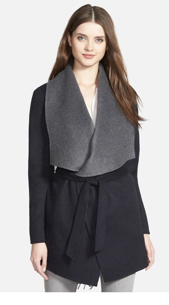 soia & kyo wrap belted coat jacket wool blend nav… - image 1