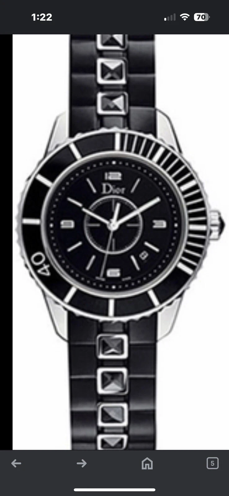 Montre Christian Dior Acier Inox Christal Caoutchouc Noir CD11311F