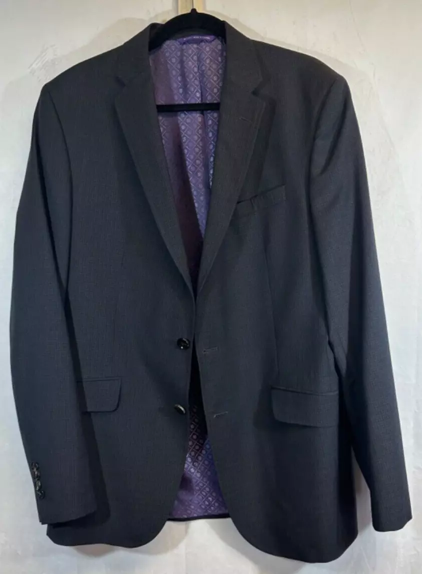 Ted Baker Endurance Wool Blazer Mens 42L Suit Jacket Hipster Purple Lined Canada