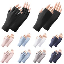 Summer Womens Gloves Ice Silk Thin Touch Screen Half-finger UV Protection Gloves