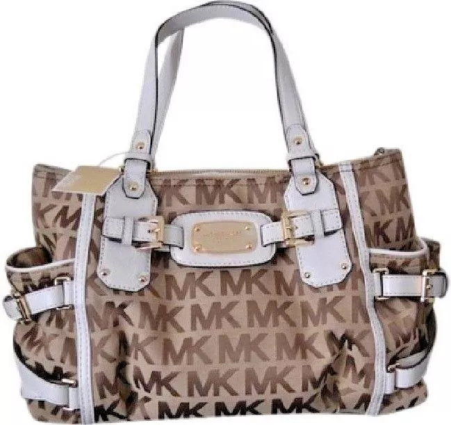 Michael Kors Gansevoort Jacquard Large Top Zip Shoulder Bag, Beige/Ebony/Red