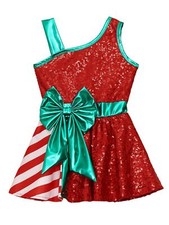 Girls Leotard Ballet Dancewear Dance Dress Santa Claus Dresses Sleeveless Party