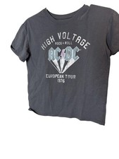 AC/DC Rock Band Shirt Youth 10-12 Gray High Voltage European Tour 1976 Tee