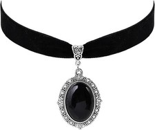 Black Velvet Victorian Choker, Black Choker, Gothic Necklace, Vintage Necklace
