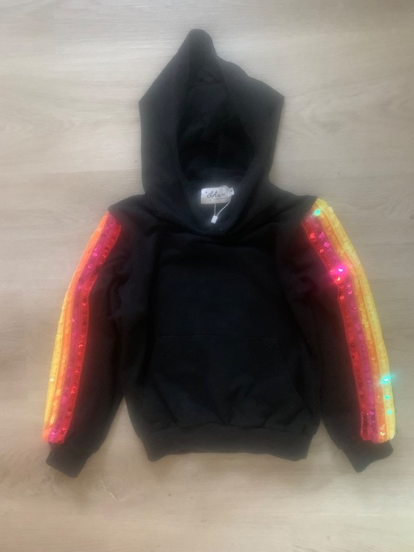 Lola and the Boys black rainbow sequin stripe sleeve hoodie size 4 girls