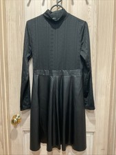 SHEIN Black Faux Leather Mock Turtleneck Side Zip L 8/10 Mini Dress Pre-Owned