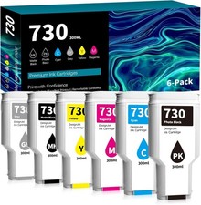 730 Ink Cartridges 300ML 7-Pack P2V68A P2V73A 730 Ink Cartridge new