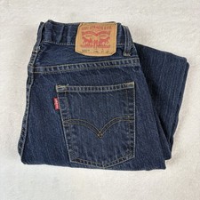 Levis 505 Jeans Boys 14 Regular 27x27 Blue Dark Wash Adjustable Waist Straight