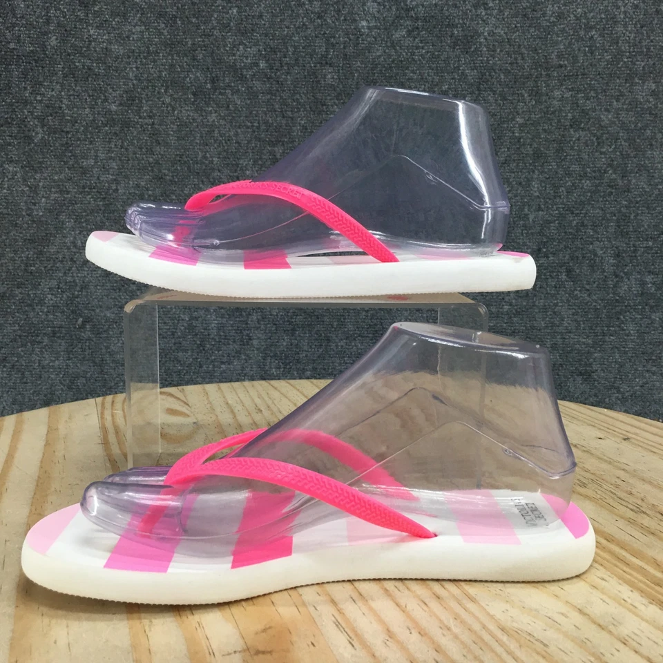 Sandalias Victoria's Secret Mujer 5-6 Chanclas Rosa Blanco Rayas Verano Playa Foto 2 de 4