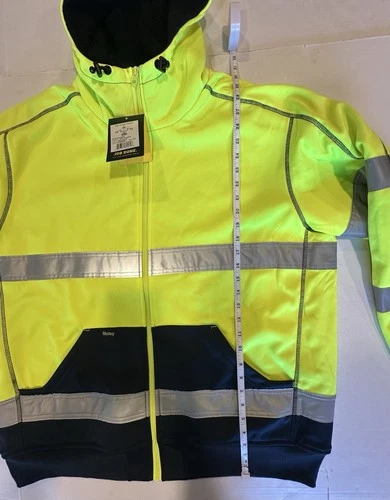 Bisley Workwear Jacket Hooded Zipper ANSI 107 R Class 3 Yellow Navy Reflect 2XL image 11