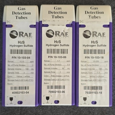 RAE Systems H2S Hydrogen Sulfide Gas Detection Tubes 10-103-04 10-103-06