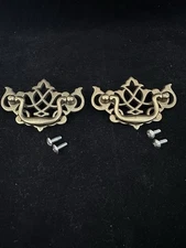 2 Keeler Brass Drawer Handles Pulls Chippendale 2.5” center holes Vintage